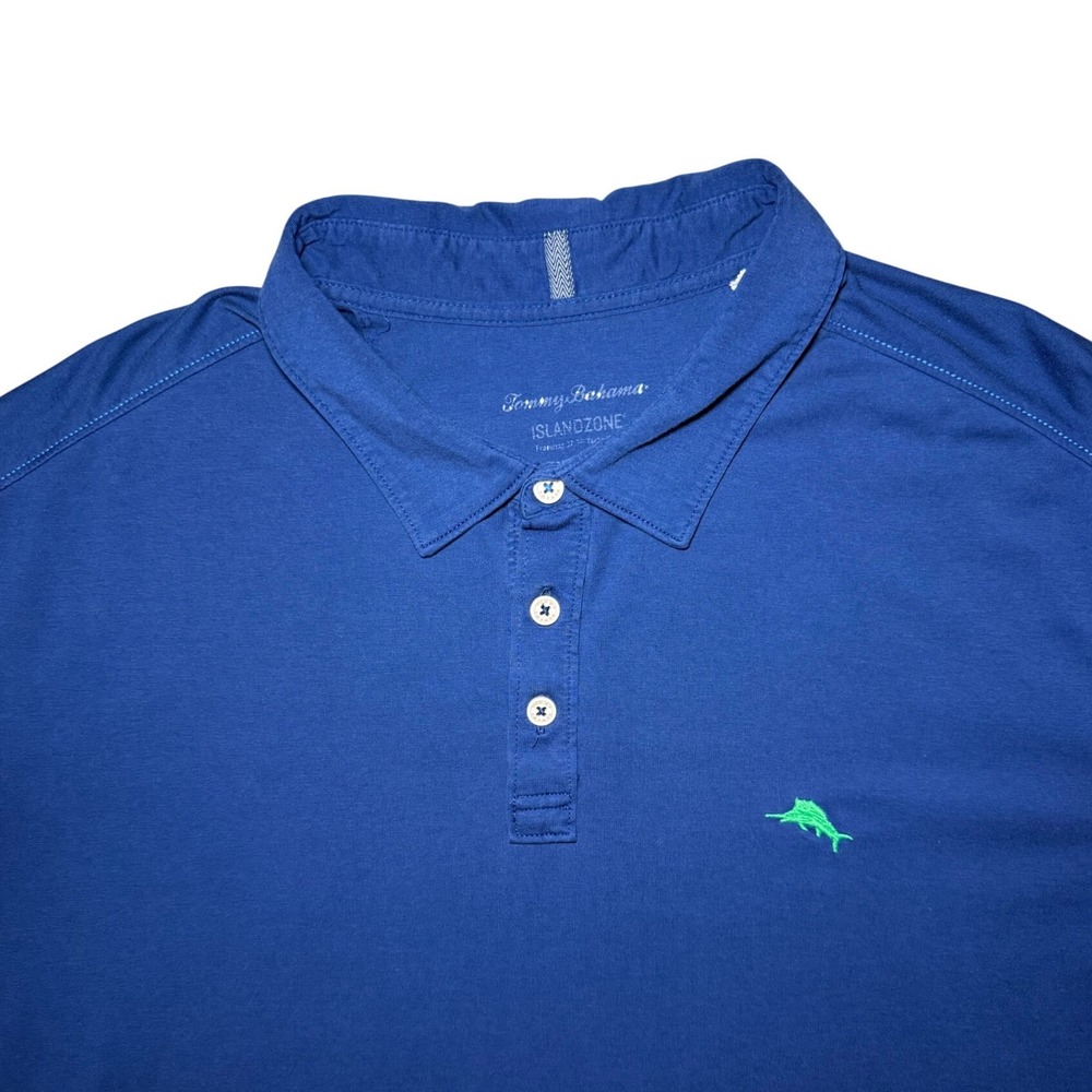 Tommy Bahama IslandZone Polo Shirt Mens XXL Blue Short Sleeve Marlin Logo